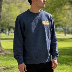 Obey Men’s Crewneck Sweatshirt Size S Navy Blue Logo Graphic Cotton Blend